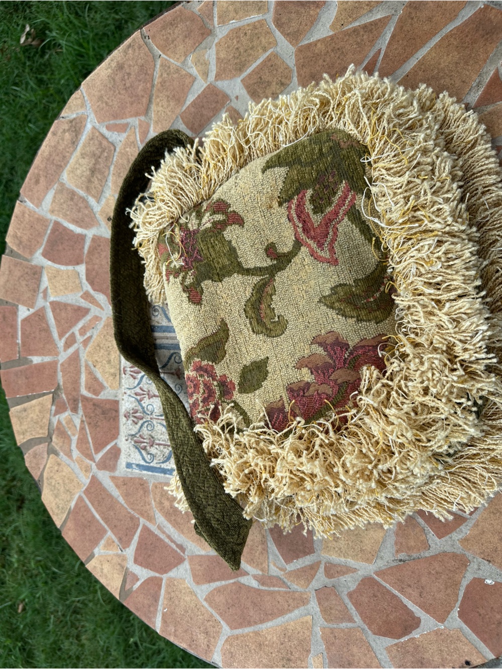 Vintage Victorian Revival Floral Tapestry Fringe Handbag Boho Shoulder Bag with